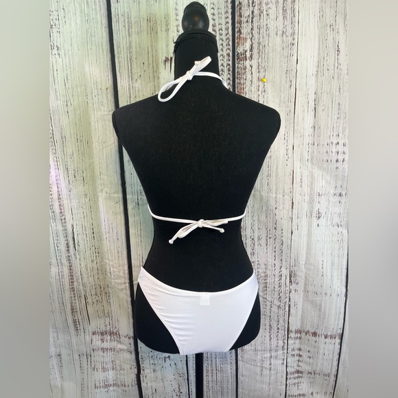 NWOT Women’s 2 Piece Swimsuit With Sheer Cover-up, White, Size Large - Picture 2 of 8